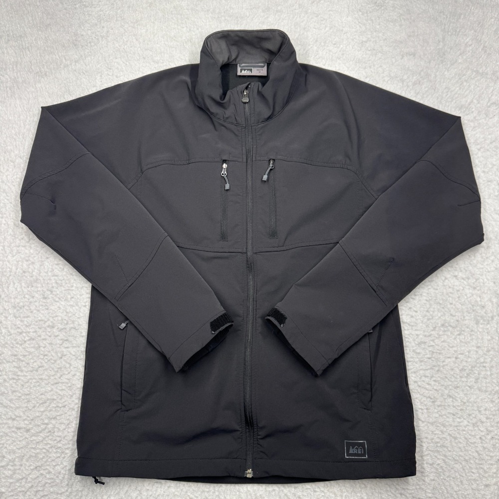 REI Co-op Softshell Jacket Full Zip Fleece Lined Black Men's Size Medium